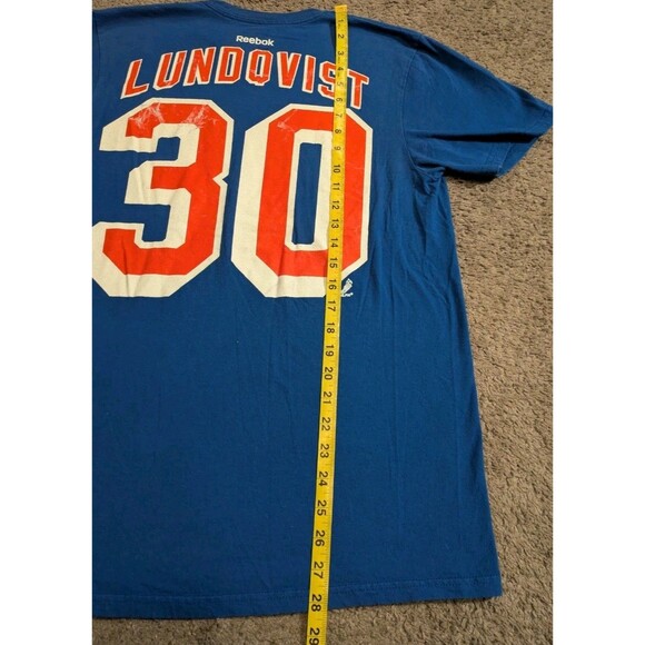 Reebok New York Rangers Henrik Lundqvist Blue T-Shirt Jersey Men's Medium - Picture 6 of 6